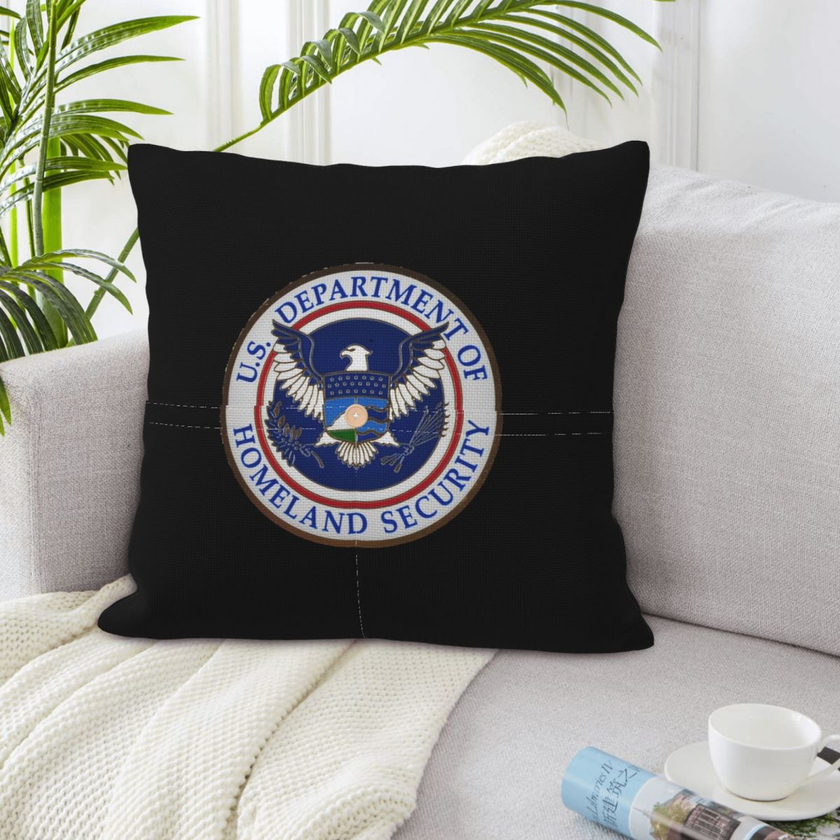 Home Security Department - DHS - 국토안보부 스퀘어 리넨 베개