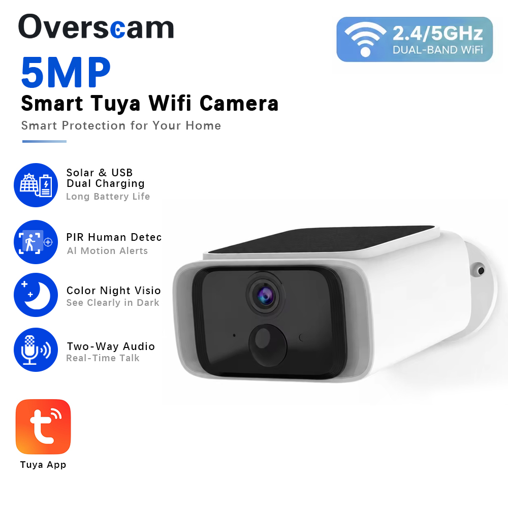Home Security No Wifi Needed - Tuya 5MP 태양광 보안 카메라 가정용