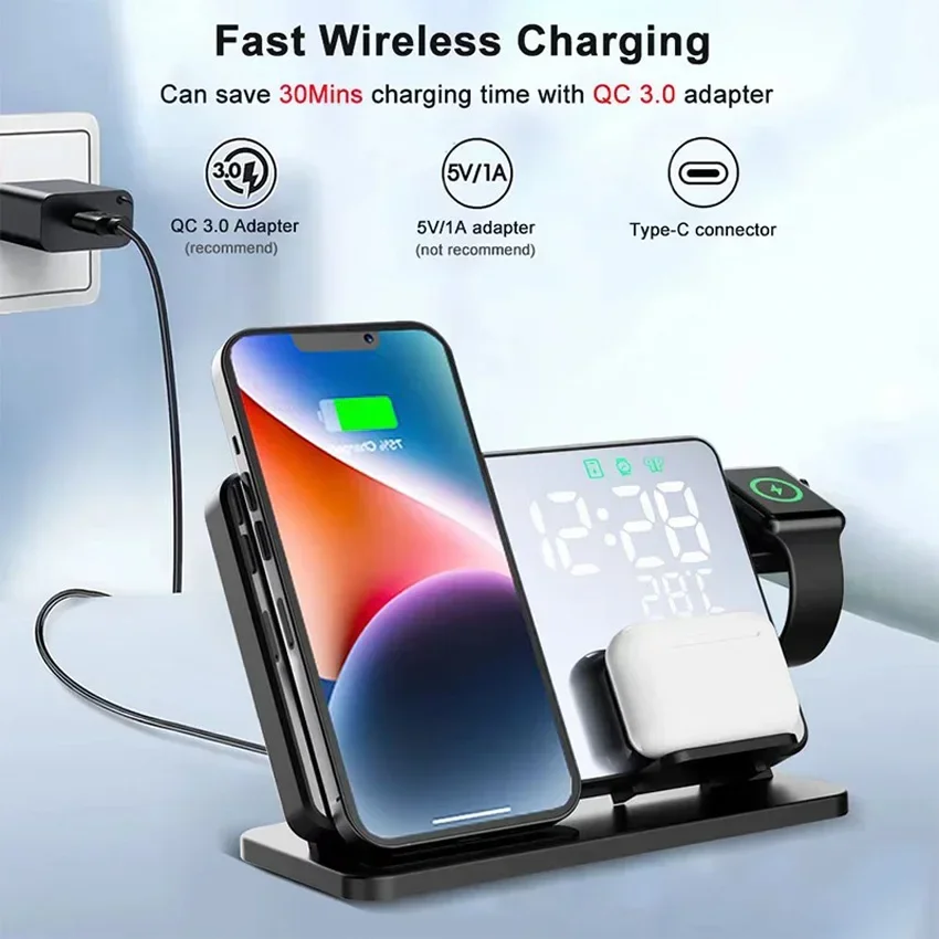무선 충전기 알람 시계 스탠드 고속 4 in 1 충전  - Home Security Wireless 리뷰 및 가격