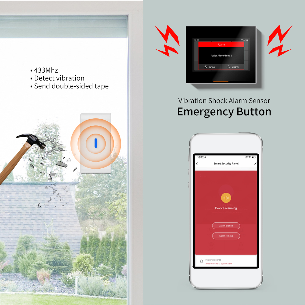 스테니오타 433MHz EV1527 무선 진동 유리 파 - Home Security Gate 리뷰 및 가격