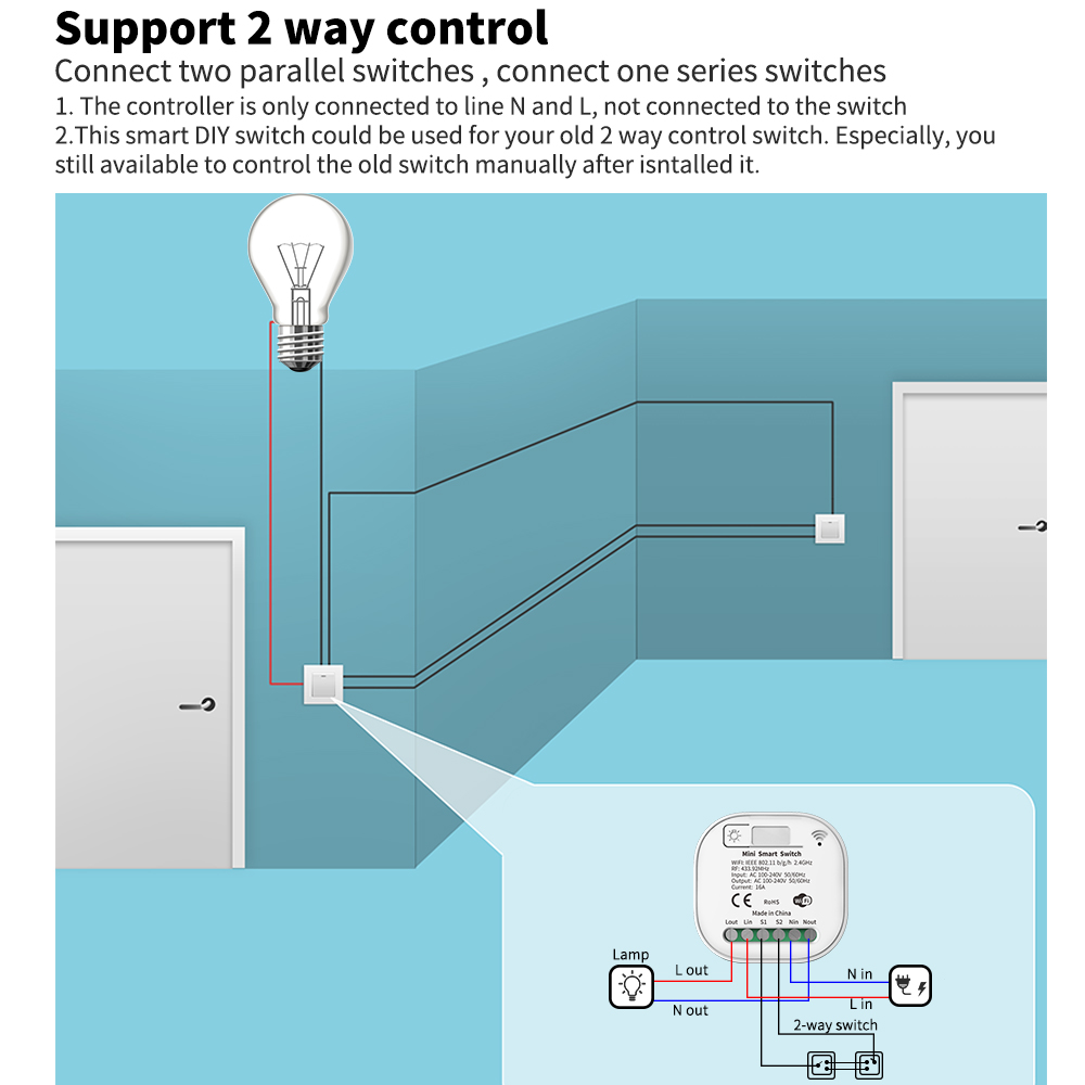Tuya WiFi 스마트 자체 전원 공급 조명 스위치, - Home Security Battery 리뷰 및 가격