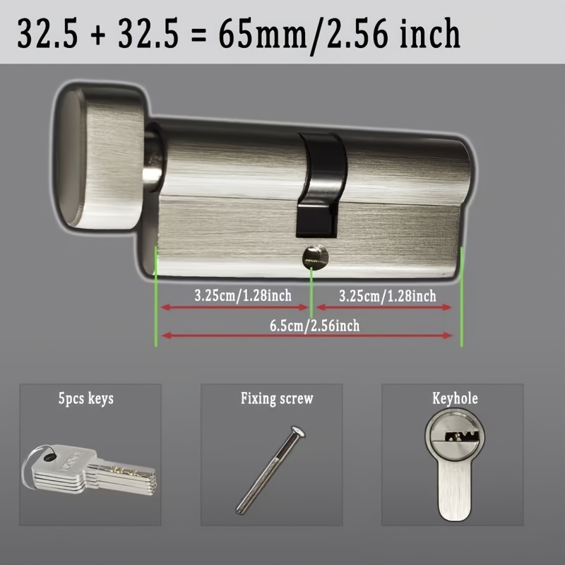 1Pc 유럽 표준형 전체 구리 도난 방지 잠금 실린더, - Home Security Gate 리뷰 및 가격